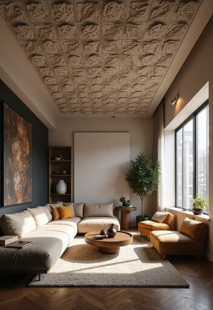 28 Living Room POP Ceiling Designs That Feel Modern and Bright - 2. Geometric Patterns