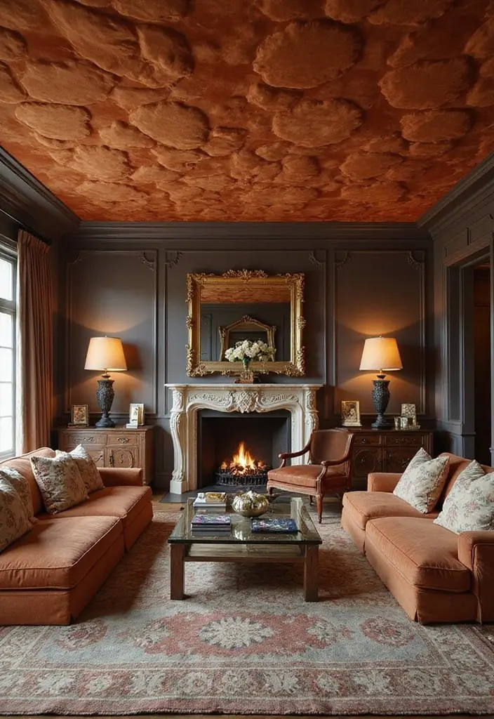 28 Living Room POP Ceiling Designs That Feel Modern and Bright - 26. Luxurious Velvet Details