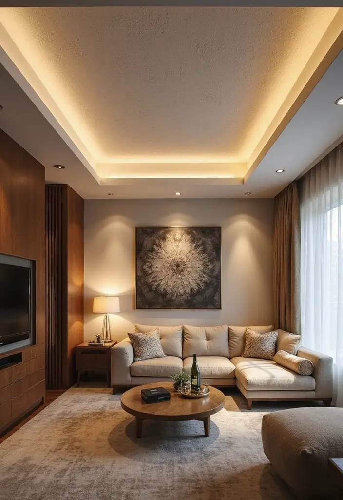28 Living Room POP Ceiling Designs That Feel Modern and Bright - 3. Cove Lighting