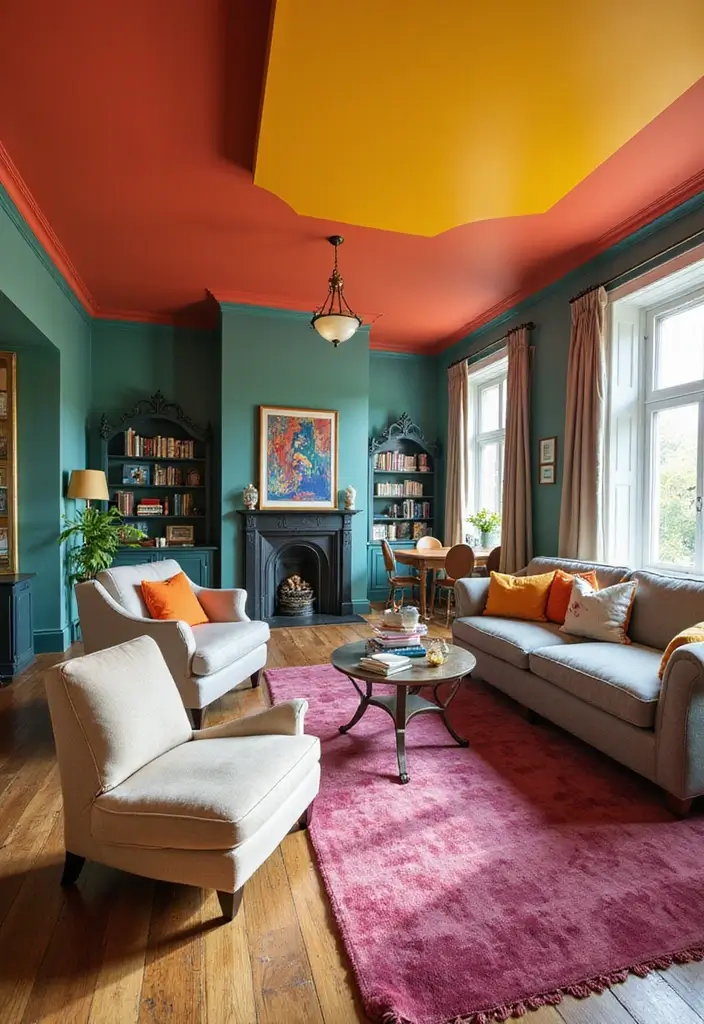 28 Living Room POP Ceiling Designs That Feel Modern and Bright - 6. Contrasting Colors