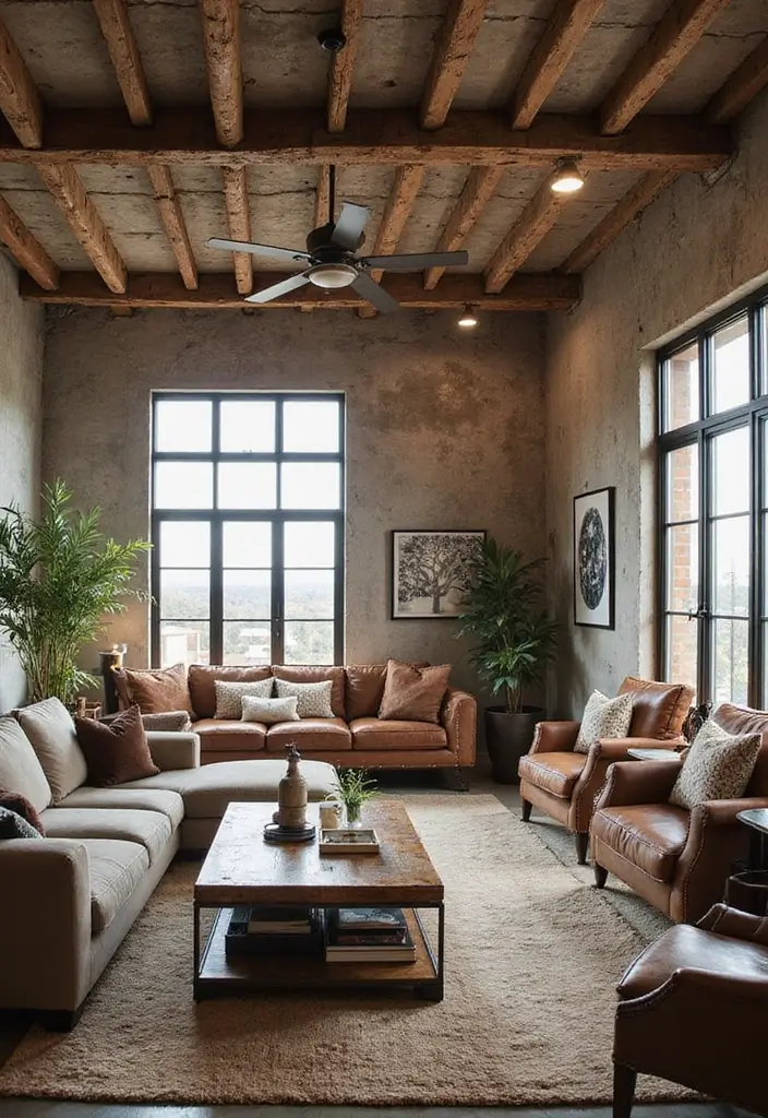 28 Living Room POP Ceiling Designs That Feel Modern and Bright - 7. Industrial Inspiration