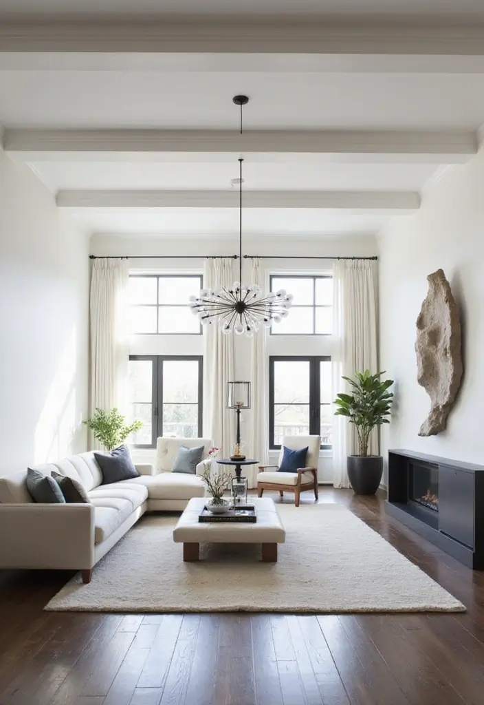 28 Modern Coffered Ceiling Designs That Feel Fresh - 1. Minimalist White Coffered Ceiling
