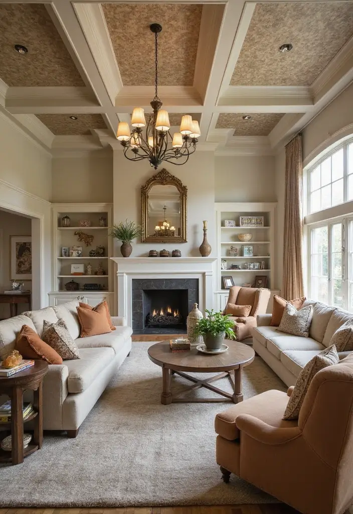 28 Modern Coffered Ceiling Designs That Feel Fresh - 10. Softly Textured Coffered Ceilings