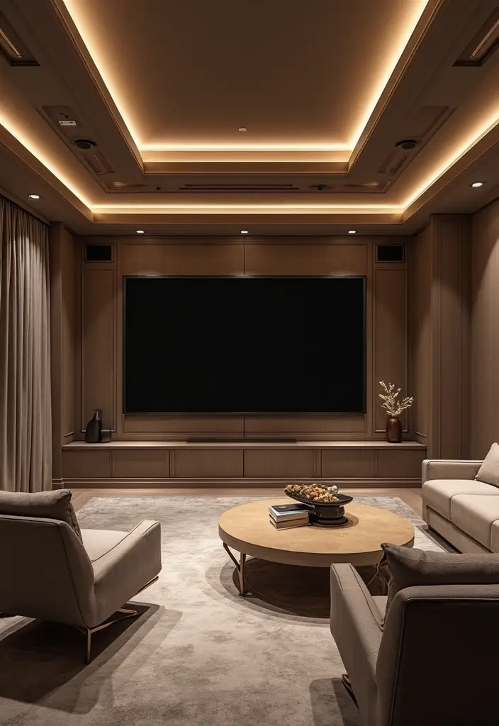28 Modern Coffered Ceiling Designs That Feel Fresh - 14. Coffered Ceiling with Integrated Sound System