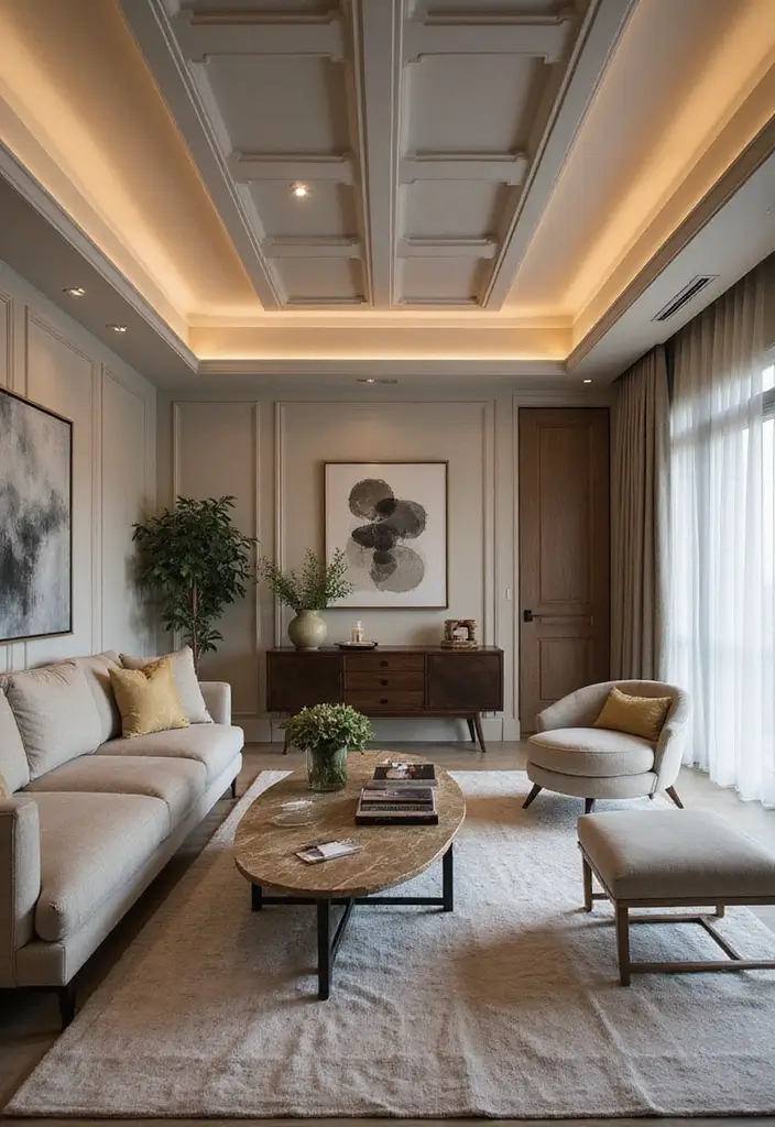 28 Modern Coffered Ceiling Designs That Feel Fresh - 21. Floating Coffered Ceiling