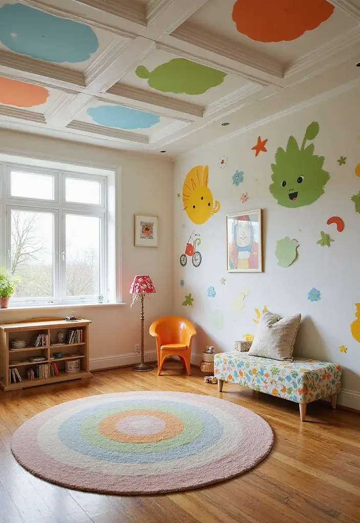 28 Modern Coffered Ceiling Designs That Feel Fresh - 22. Coffered Ceiling with Custom Artwork