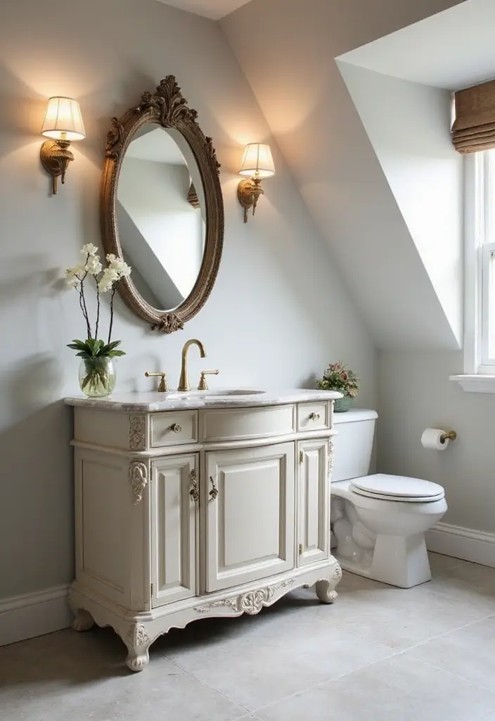 28 Sloped Ceiling Bathroom Ideas That Add Unique Character - 16. Opt for Unique Vanities