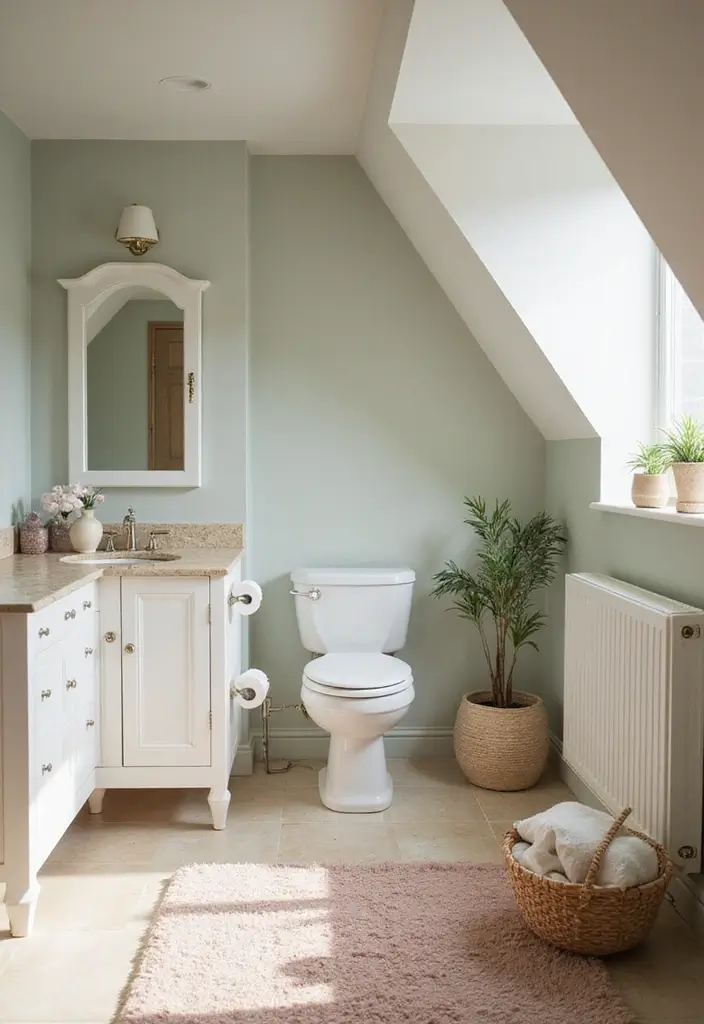 28 Sloped Ceiling Bathroom Ideas That Add Unique Character - 2. Embrace Color for a Cozy Atmosphere