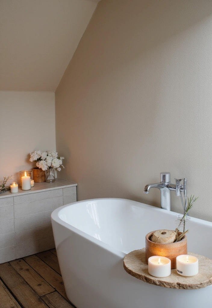 28 Sloped Ceiling Bathroom Ideas That Add Unique Character - 28. Create a Spa-Like Experience with Scents