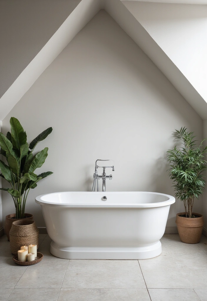 28 Sloped Ceiling Bathroom Ideas That Add Unique Character - 7. Choose a Statement Bathtub