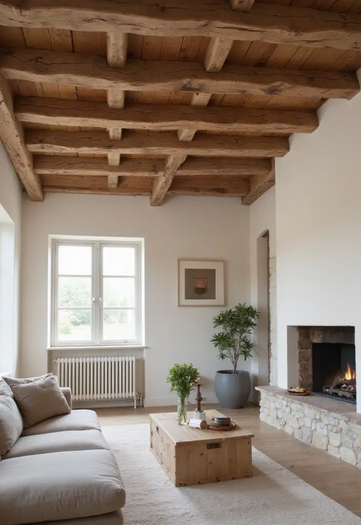29 Ceiling Beam Designs That Add Architectural Charm - 1. Rustic Wooden Beams