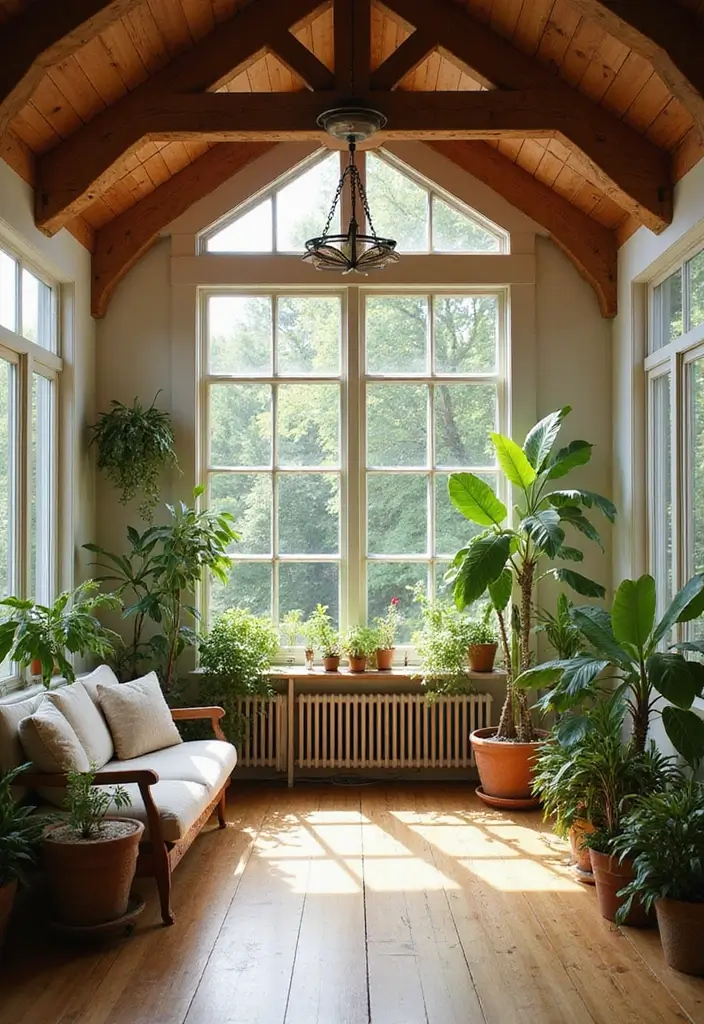 29 Ceiling Beam Designs That Add Architectural Charm - 14. Beams in a Sunroom