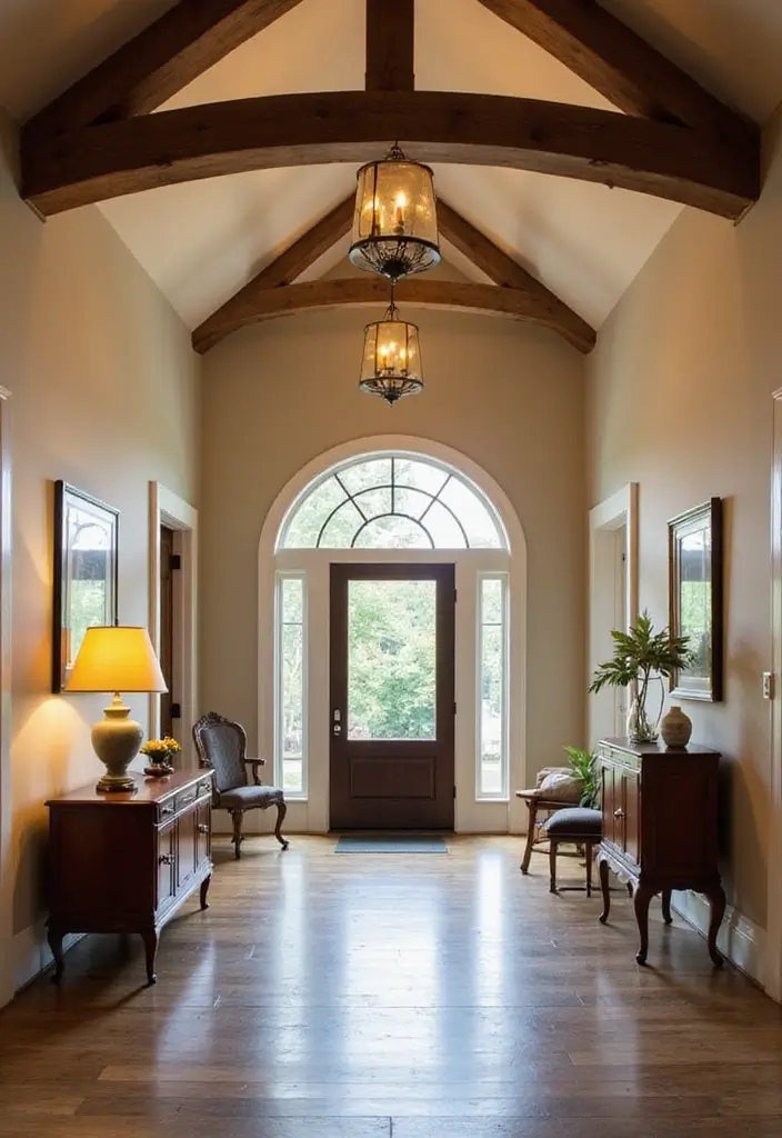 29 Ceiling Beam Designs That Add Architectural Charm - 15. Beams in Entryways