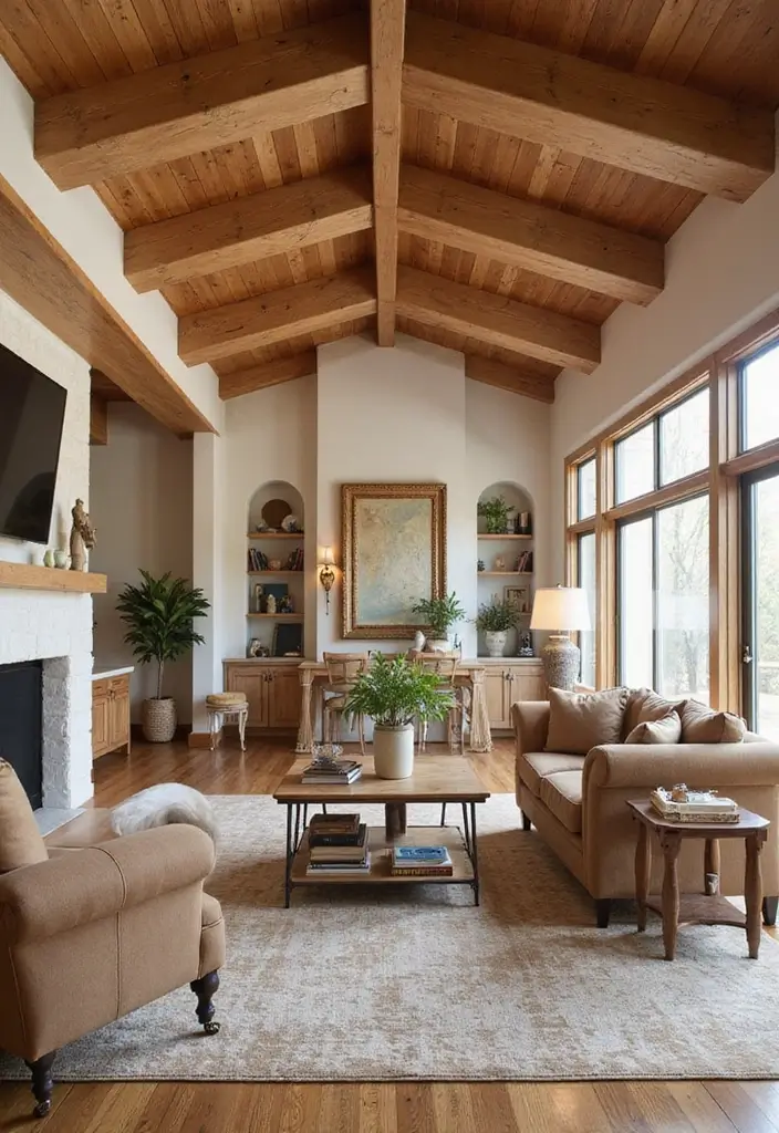 29 Ceiling Beam Designs That Add Architectural Charm - 16. Ceiling Beams with Natural Finishes