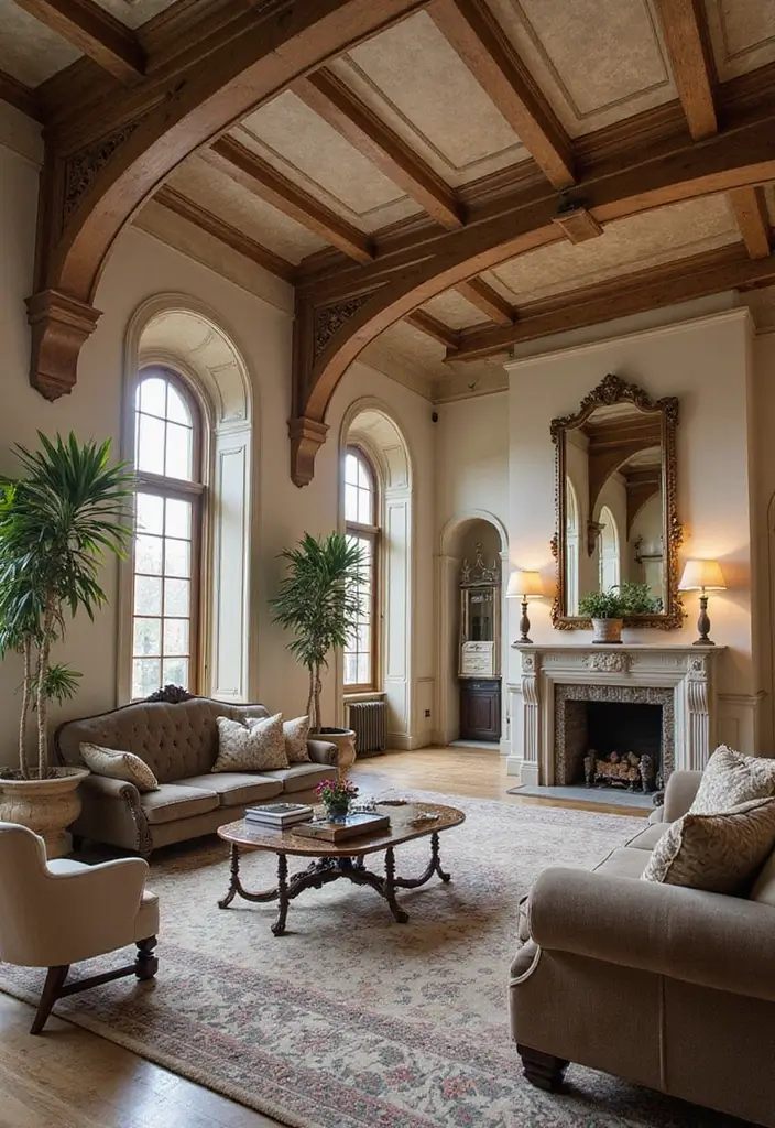 29 Ceiling Beam Designs That Add Architectural Charm - 17. Beams with Decorative Molding