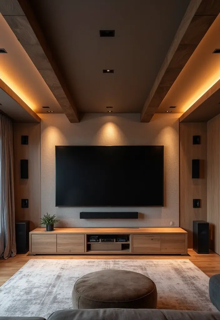 29 Ceiling Beam Designs That Add Architectural Charm - 20. Beams with Integrated Speakers