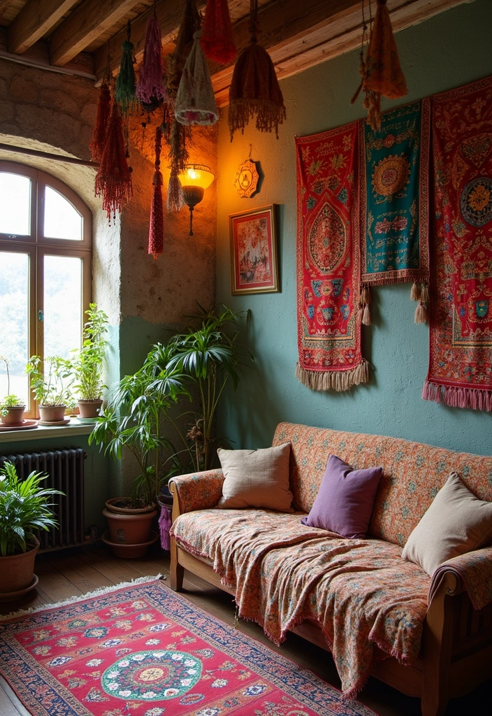 29 Ceiling Decoration Ideas That Instantly Upgrade Interiors 18 29 Ceiling Decoration Ideas That Instantly Upgrade Interiors - 18. Tapestry for a Bohemian Touch