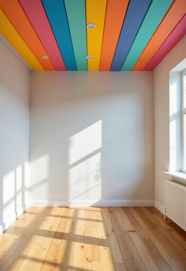 29 Ceiling Decoration Ideas That Instantly Upgrade Interiors 28 29 Ceiling Decoration Ideas That Instantly Upgrade Interiors - 28. Colorful Ceiling Stripes