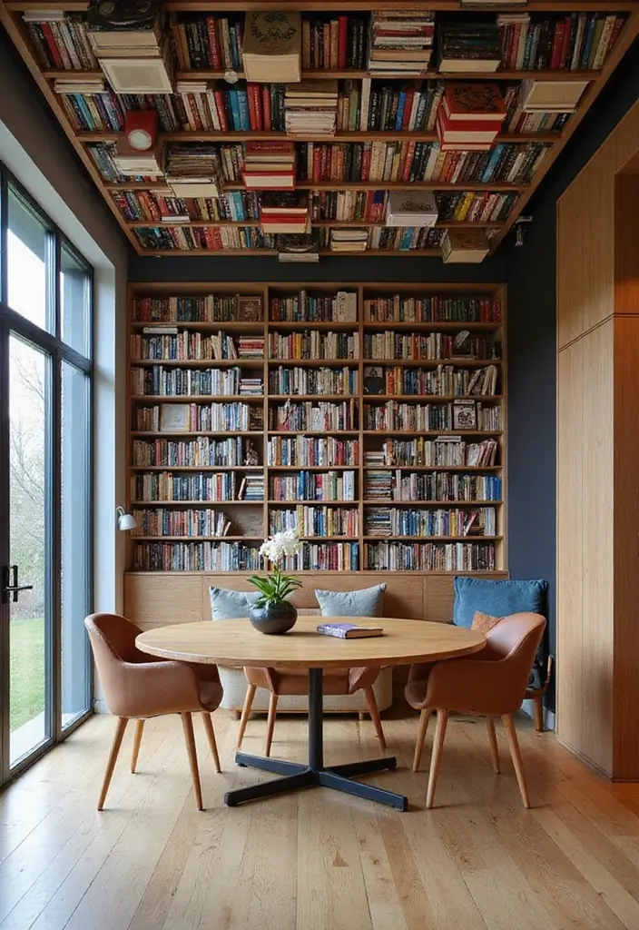 29 Ceiling Decoration Ideas That Instantly Upgrade Interiors 29 29 Ceiling Decoration Ideas That Instantly Upgrade Interiors - 29. Ceiling Bookshelves for Book Lovers