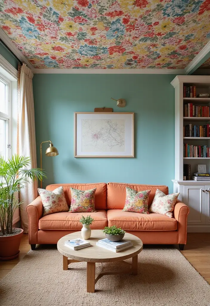 29 Ceiling Decoration Ideas That Instantly Upgrade Interiors 8 29 Ceiling Decoration Ideas That Instantly Upgrade Interiors - 8. Colorful Wallpaper