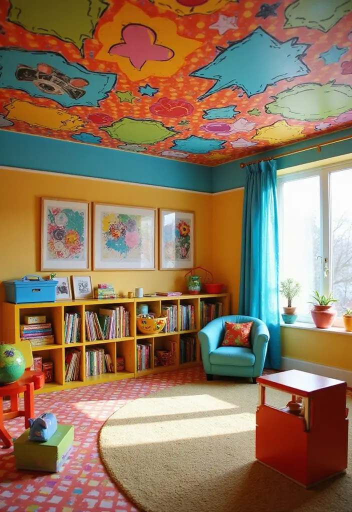 29 Ceiling Molding Ideas That Add Architectural Depth - 12. Retro Pop Art Accents