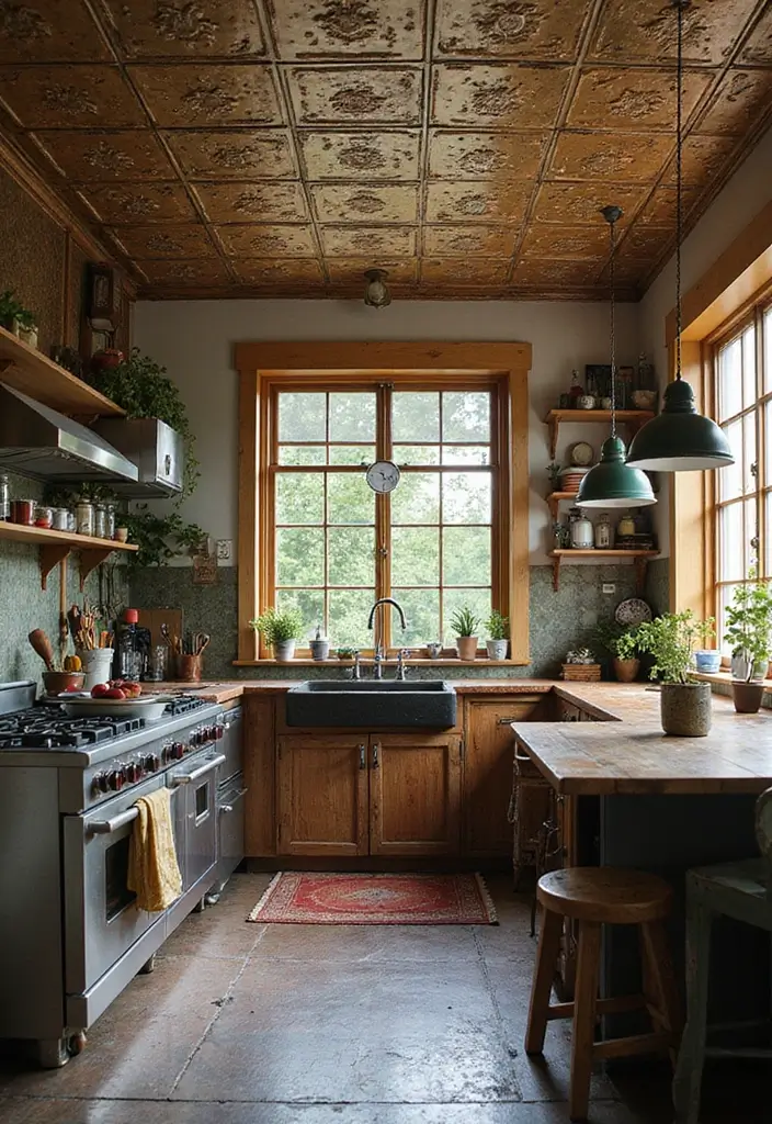 29 Ceiling Molding Ideas That Add Architectural Depth - 3. Vintage Tin Tiles