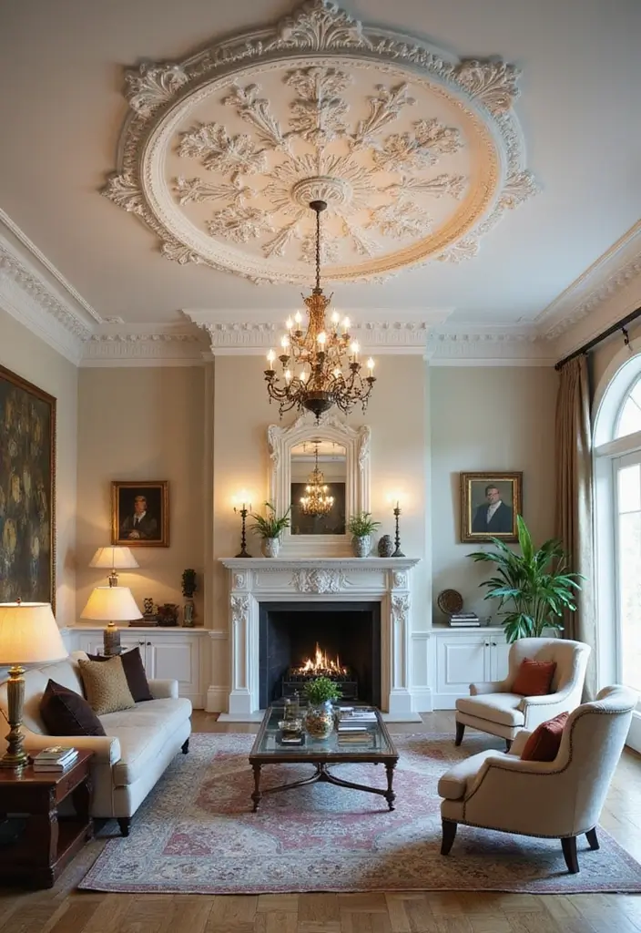 29 Ceiling Molding Ideas That Add Architectural Depth - 6. Decorative Ceiling Medallions