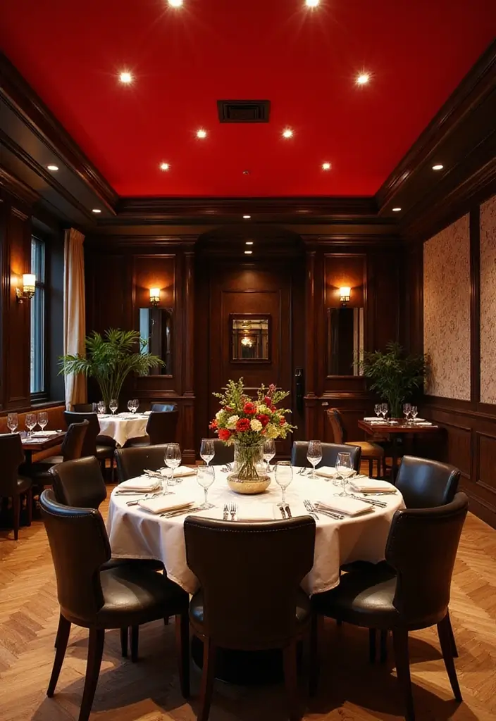 29 Ceiling Paint Design Inspirations That Go Beyond White - 10. Bold Red for a Statement Space