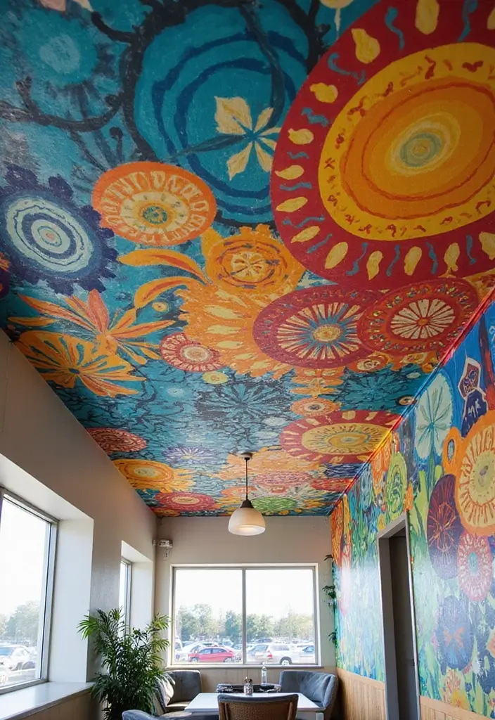 29 Ceiling Paint Design Inspirations That Go Beyond White - 12. Artistic Murals for Personal Expression