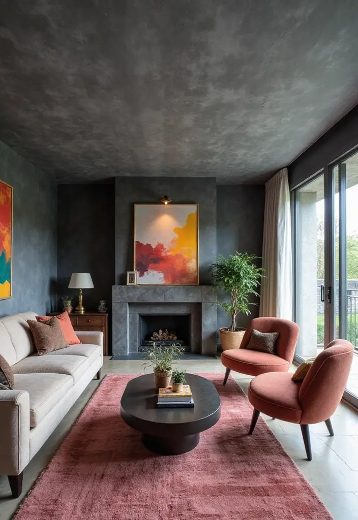 29 Ceiling Paint Design Inspirations That Go Beyond White - 13. Slate Gray for Modern Sophistication