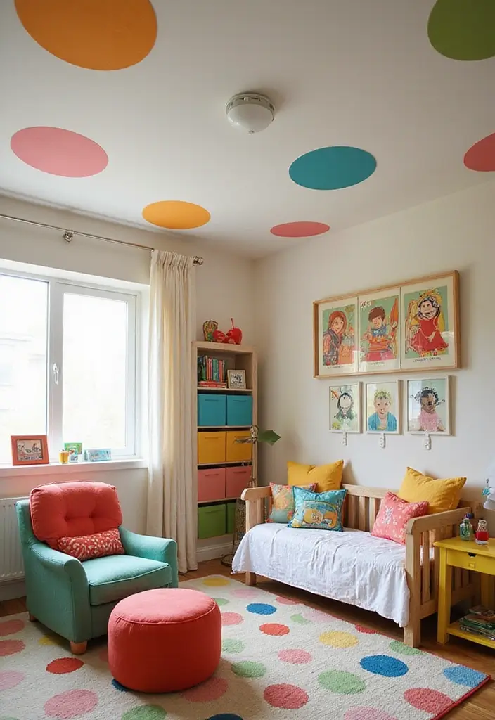 29 Ceiling Paint Design Inspirations That Go Beyond White - 19. Playful Polka Dots for a Fun Flair