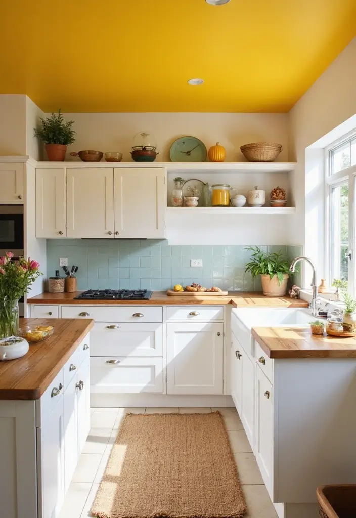 29 Ceiling Paint Design Inspirations That Go Beyond White - 2. Bold Yellow for Sunny Cheeriness