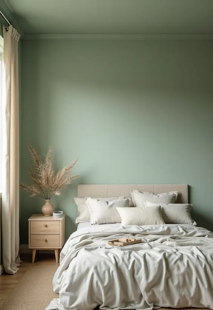 29 Ceiling Paint Design Inspirations That Go Beyond White - 23. Soothing Sage for Tranquility
