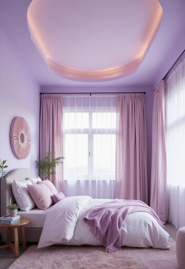 29 Ceiling Paint Design Inspirations That Go Beyond White - 4. Pastel Ombre for a Soft Transition