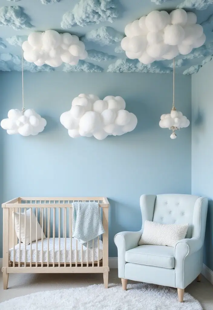29 Ceiling Paint Design Inspirations That Go Beyond White - 9. Textured Cloud Effect for Dreamy Rooms