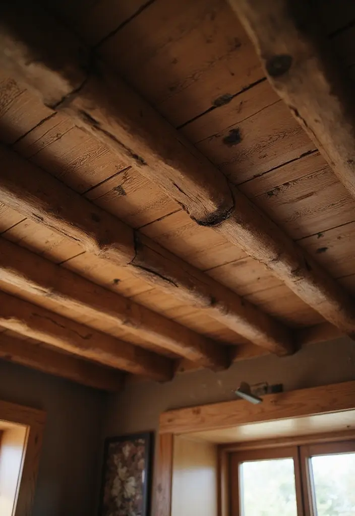 29 Drop Ceiling Ideas That Are Budget-Friendly & Stylish - 1. Wooden Beams for a Rustic Charm