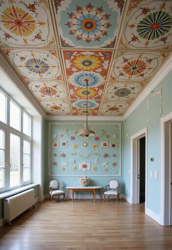 29 Drop Ceiling Ideas That Are Budget-Friendly & Stylish - 10. Stenciling for Artistic Flair