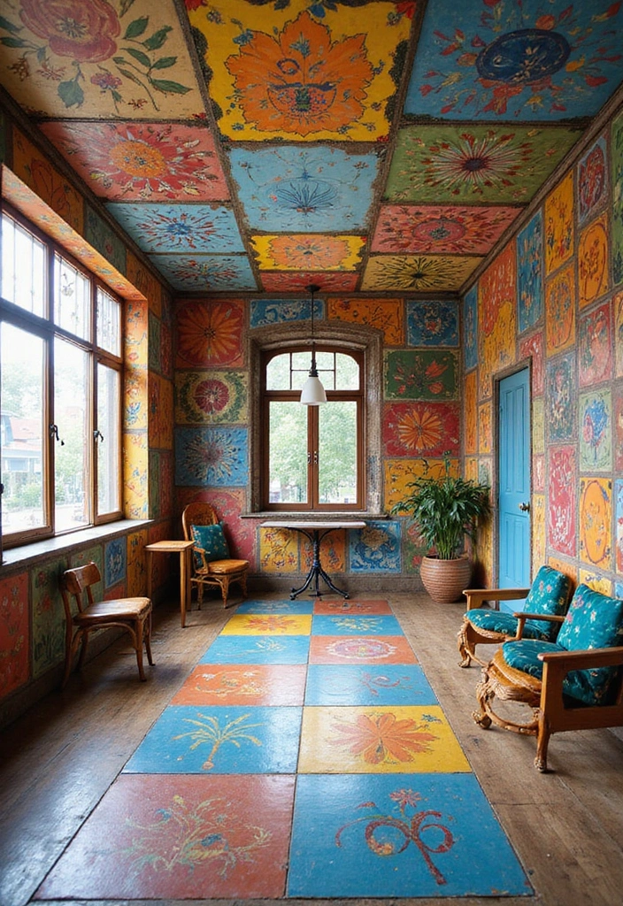 29 Drop Ceiling Ideas That Are Budget-Friendly & Stylish - 15. Mural Tiles for Artistic Expression