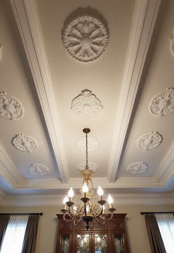 29 Drop Ceiling Ideas That Are Budget-Friendly & Stylish - 16. Ceiling Medallions for Classic Elegance