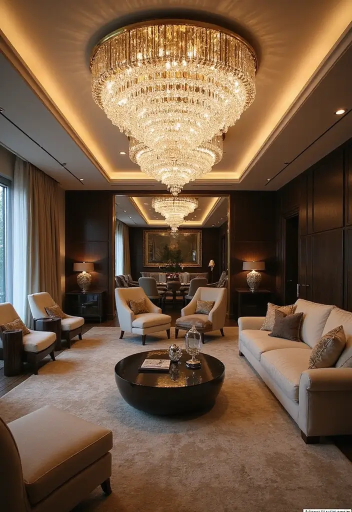 29 Living Room Ceiling Light Ideas That Glow Perfectly 13 29 Living Room Ceiling Light Ideas That Glow Perfectly - 13. Unique Crystal Ceiling Fixtures