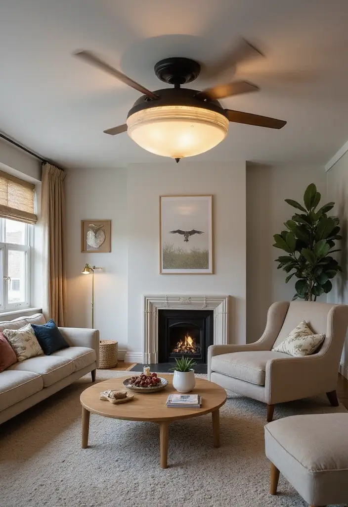 29 Living Room Ceiling Light Ideas That Glow Perfectly 14 29 Living Room Ceiling Light Ideas That Glow Perfectly - 14. Ceiling Fans with Integrated Lights