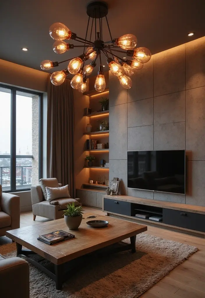 29 Living Room Ceiling Light Ideas That Glow Perfectly 22 29 Living Room Ceiling Light Ideas That Glow Perfectly - 22. Copper and Metal Accents