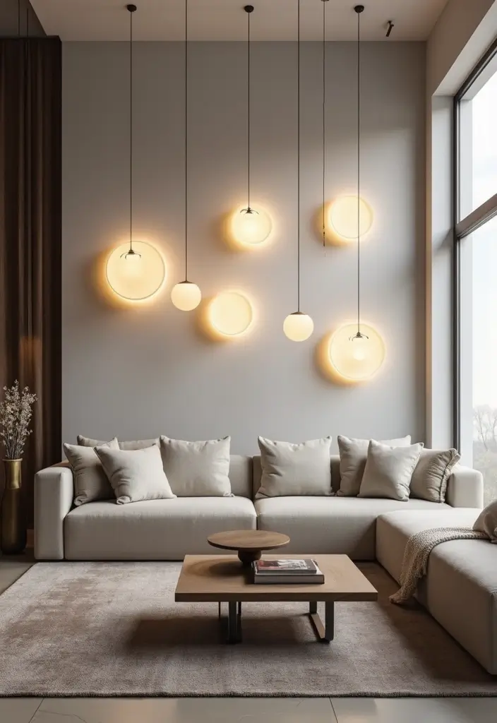29 Living Room Ceiling Light Ideas That Glow Perfectly 28 29 Living Room Ceiling Light Ideas That Glow Perfectly - 28. Floating Plate Lights