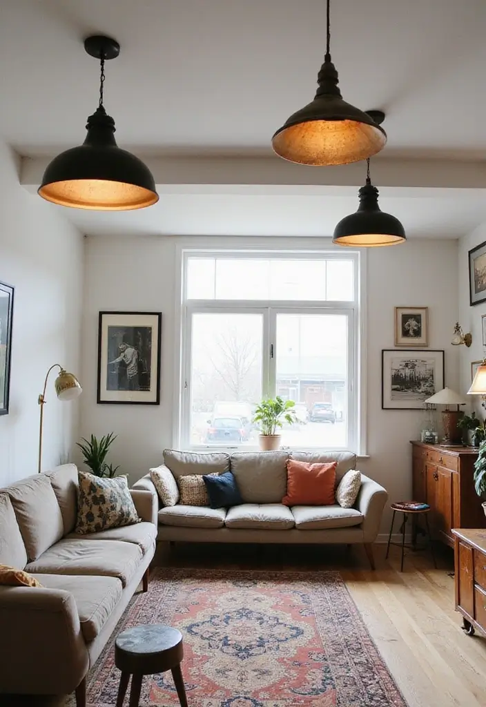 29 Living Room Ceiling Light Ideas That Glow Perfectly 3 29 Living Room Ceiling Light Ideas That Glow Perfectly - 3. Upcycled Industrial Fixtures