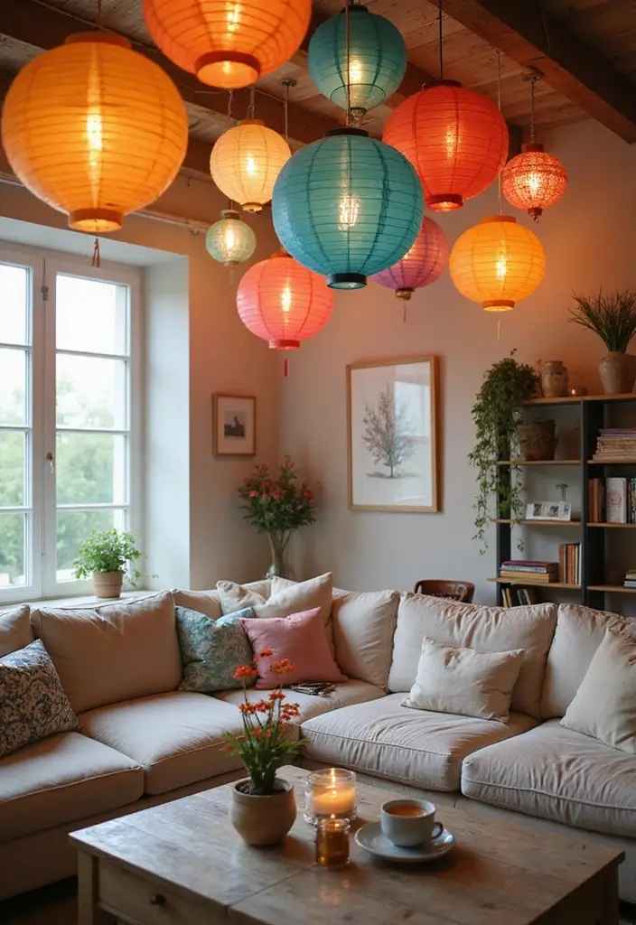 29 Living Room Ceiling Light Ideas That Glow Perfectly 5 29 Living Room Ceiling Light Ideas That Glow Perfectly - 5. Statement Paper Lanterns