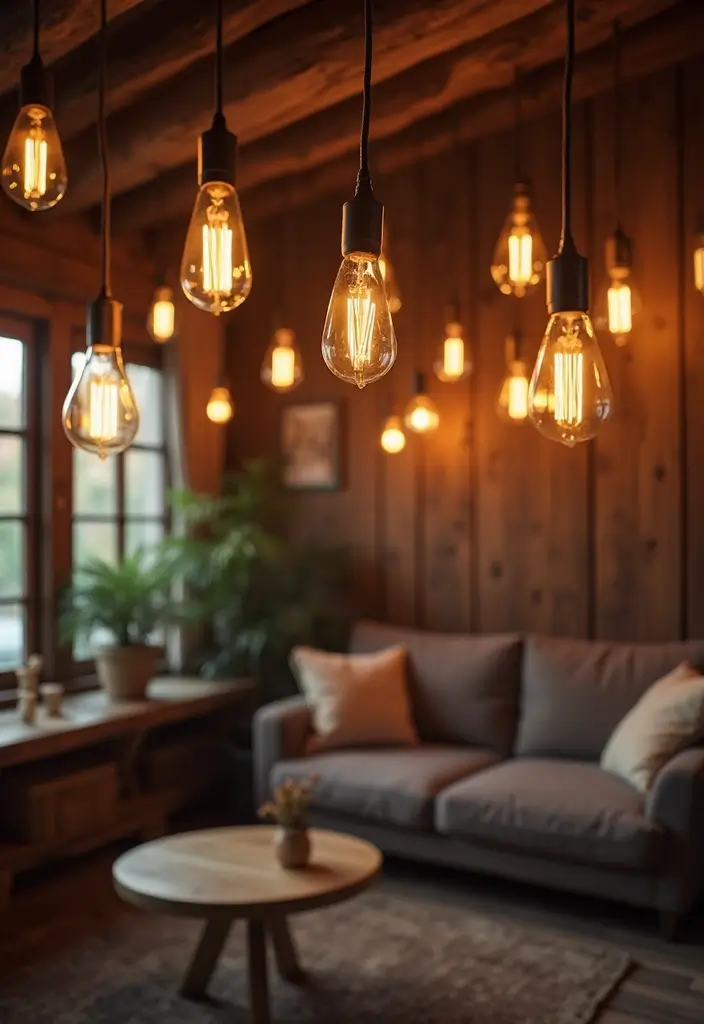 29 Living Room Ceiling Light Ideas That Glow Perfectly 8 29 Living Room Ceiling Light Ideas That Glow Perfectly - 8. Vintage-Inspired Edison Bulbs