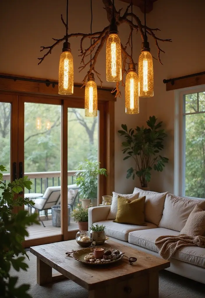 29 Living Room Ceiling Light Ideas That Glow Perfectly 9 29 Living Room Ceiling Light Ideas That Glow Perfectly - 9. Nature-Inspired Lighting