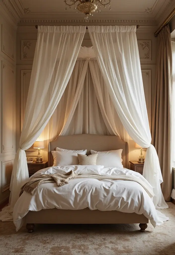 29 Molding Ceiling Ideas That Add Subtle Luxury - 16. Ceiling Canopies for Dramatic Flair