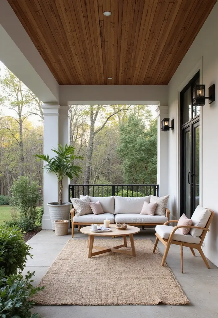 29 Porch Ceiling Inspirations That Make Outdoor Spaces Charming - 11. Wood Slat Ceilings for a Modern Twist