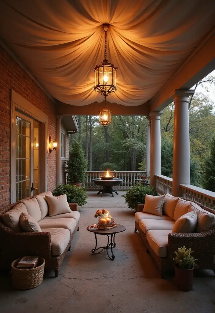 29 Porch Ceiling Inspirations That Make Outdoor Spaces Charming - 15. Fabric Draped Ceilings for Softness